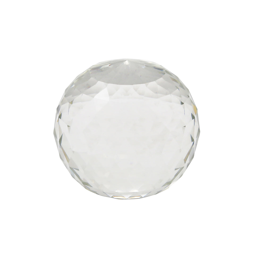 FACETED CLEAR GLASS ORB 5"