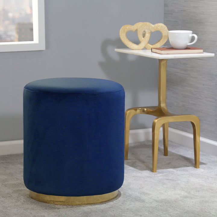 NAVY/GOLD VELVETEEN STOOL