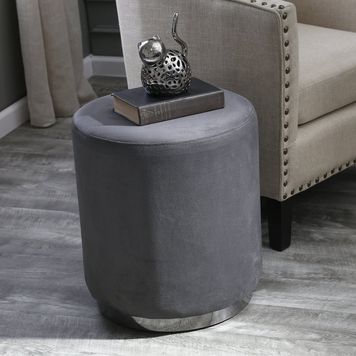 Velveteen Stool, Charcoal