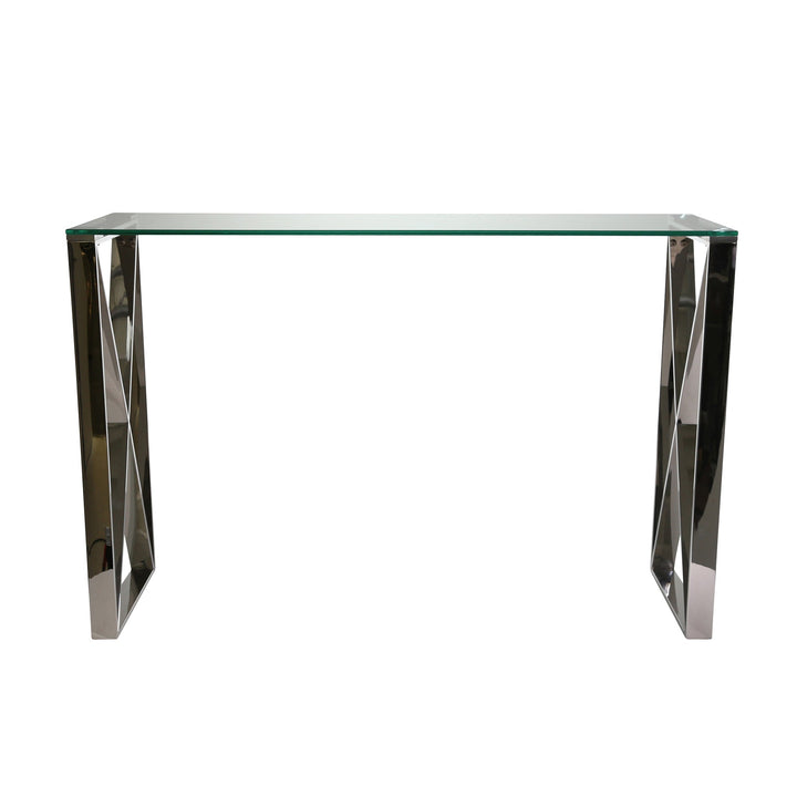 Stainless Steel & Glass Console Table