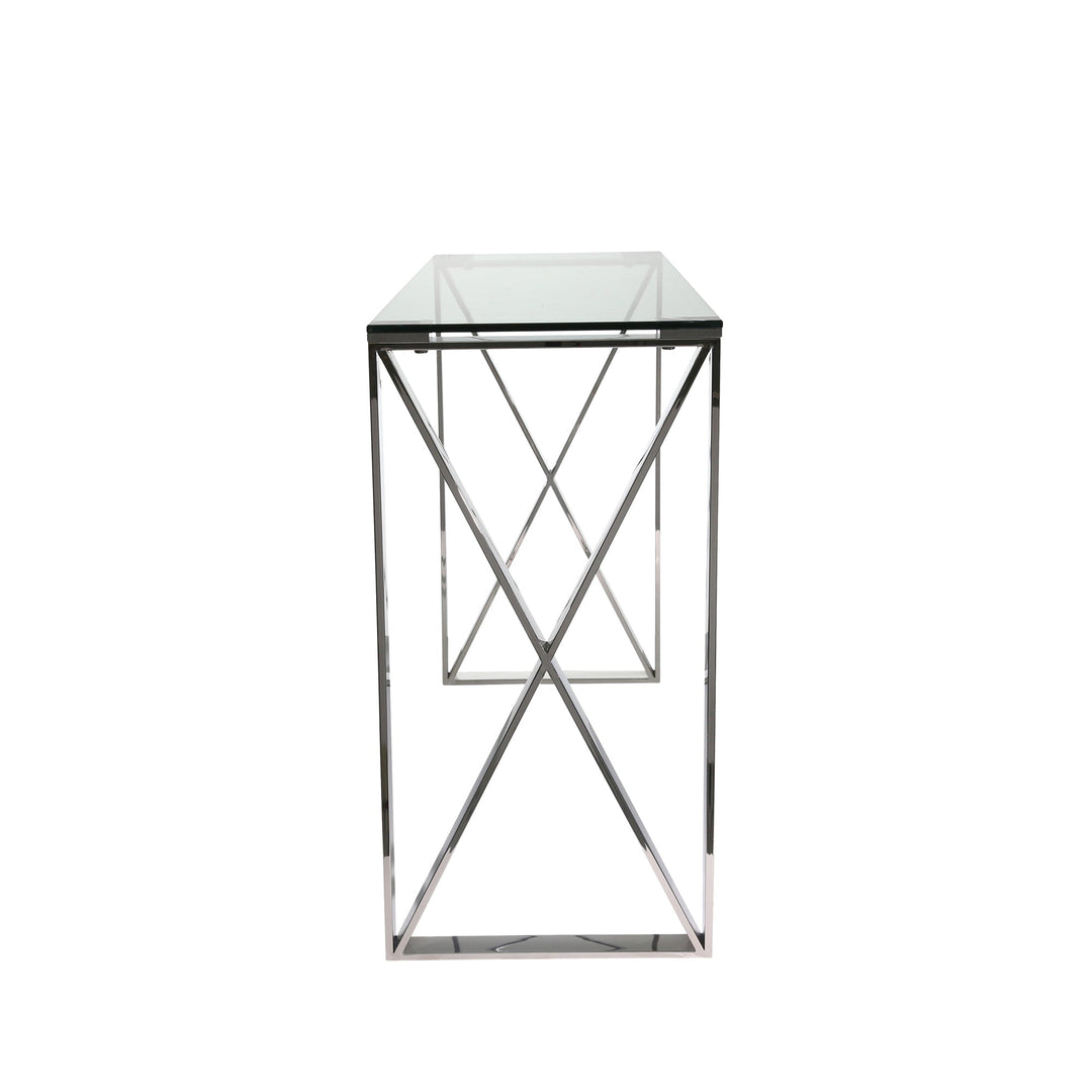 Stainless Steel & Glass Console Table