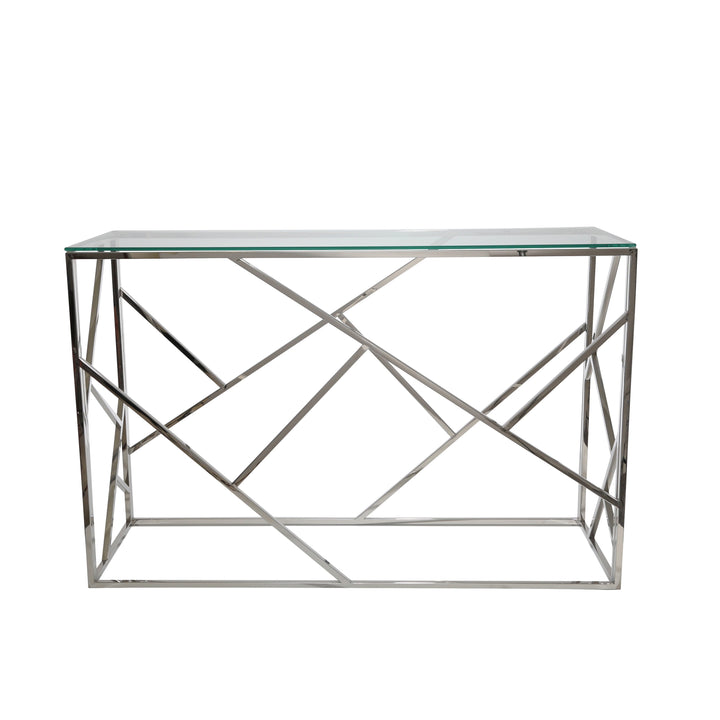 Stainless Steel & Glass Console Table, Silver, Kd