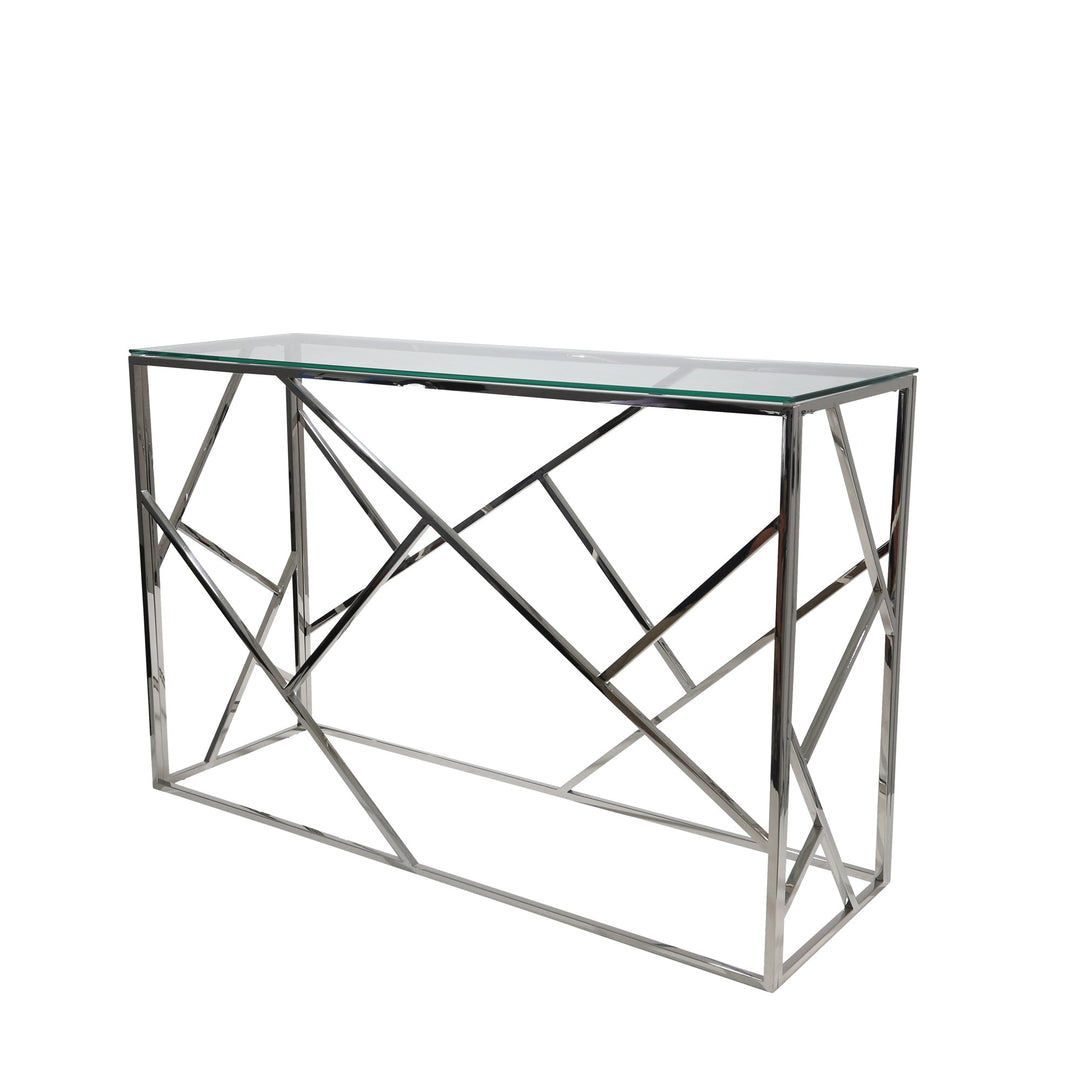 Stainless Steel & Glass Console Table, Silver, Kd