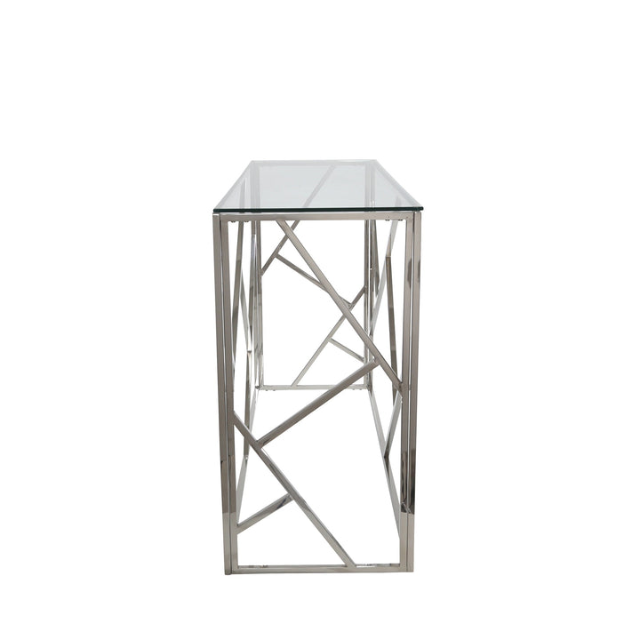 Stainless Steel & Glass Console Table, Silver, Kd