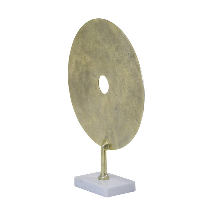 ALUMINUM GOLD DISK ON WHITE BASE, 18"