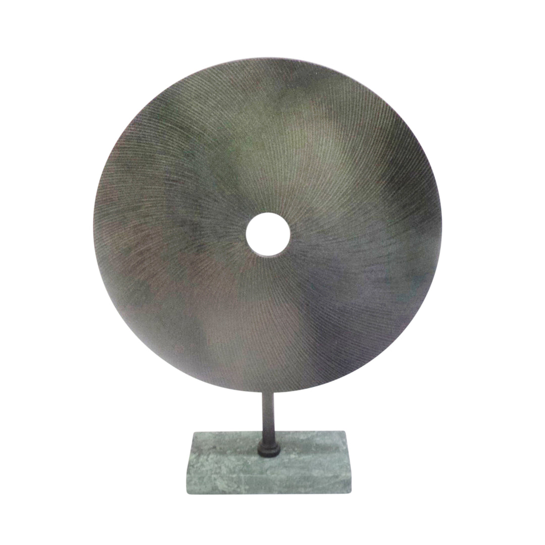 ALUMINUM BLACK DISK ON GREEN BASE, 18"