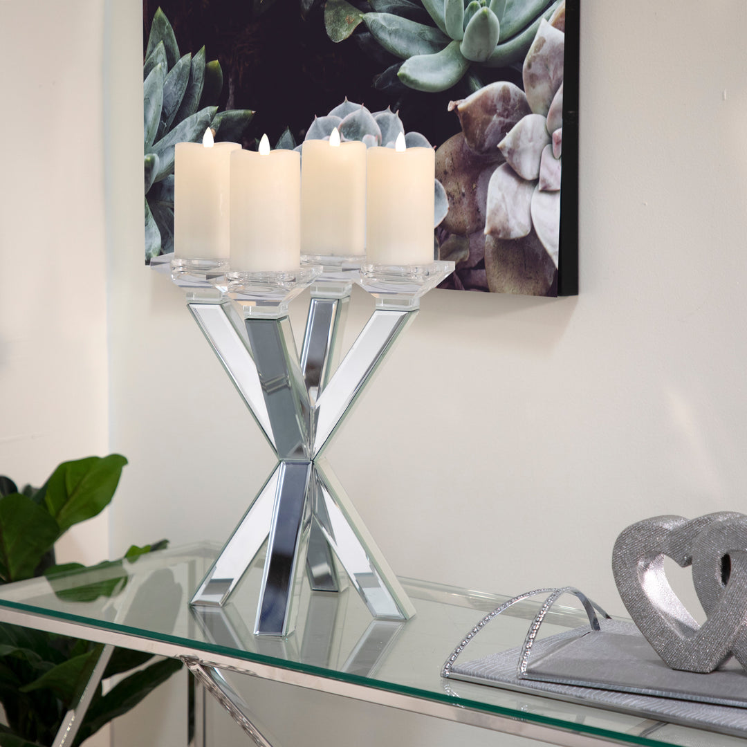 Mirrored 4 Cup Candle Holder