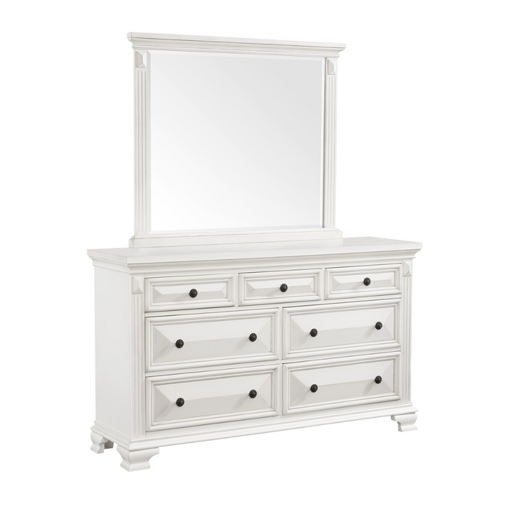 Calloway 7-Drawer Dresser w/ Mirror Set in White