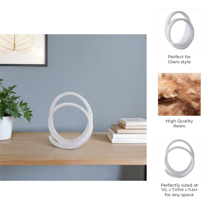 12X10" LOOPY RESIN OBJECT, WHITE