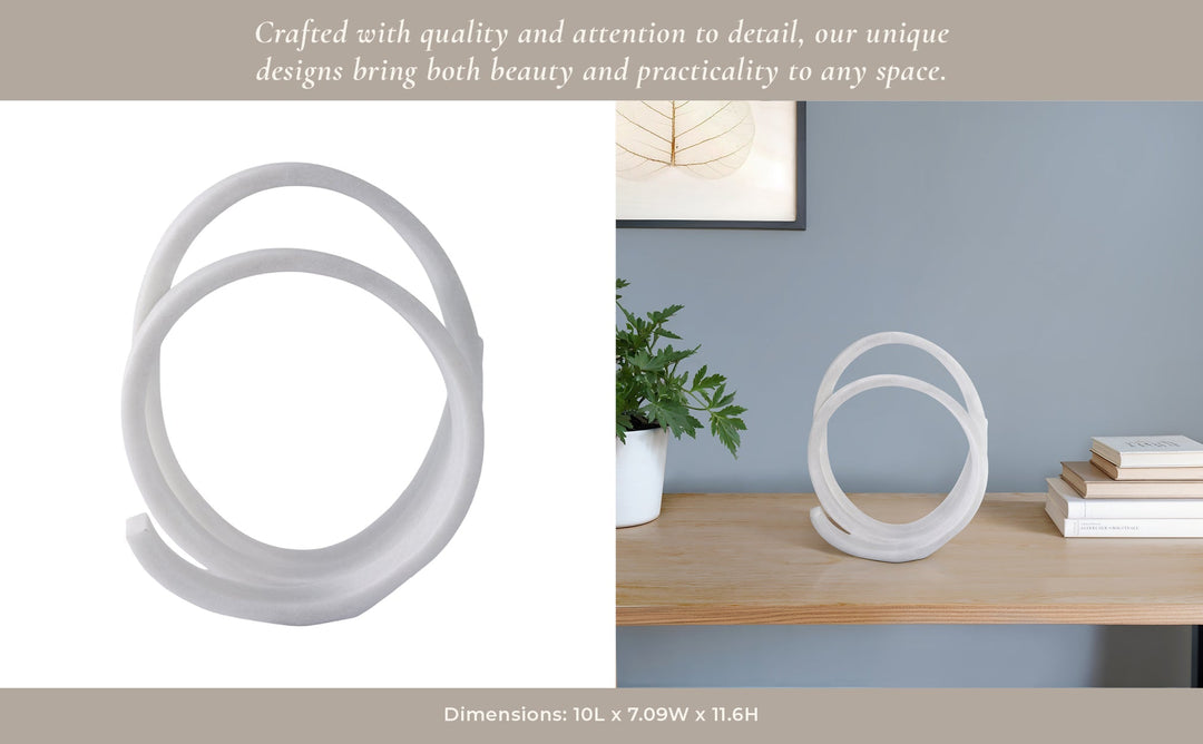 12X10" LOOPY RESIN OBJECT, WHITE