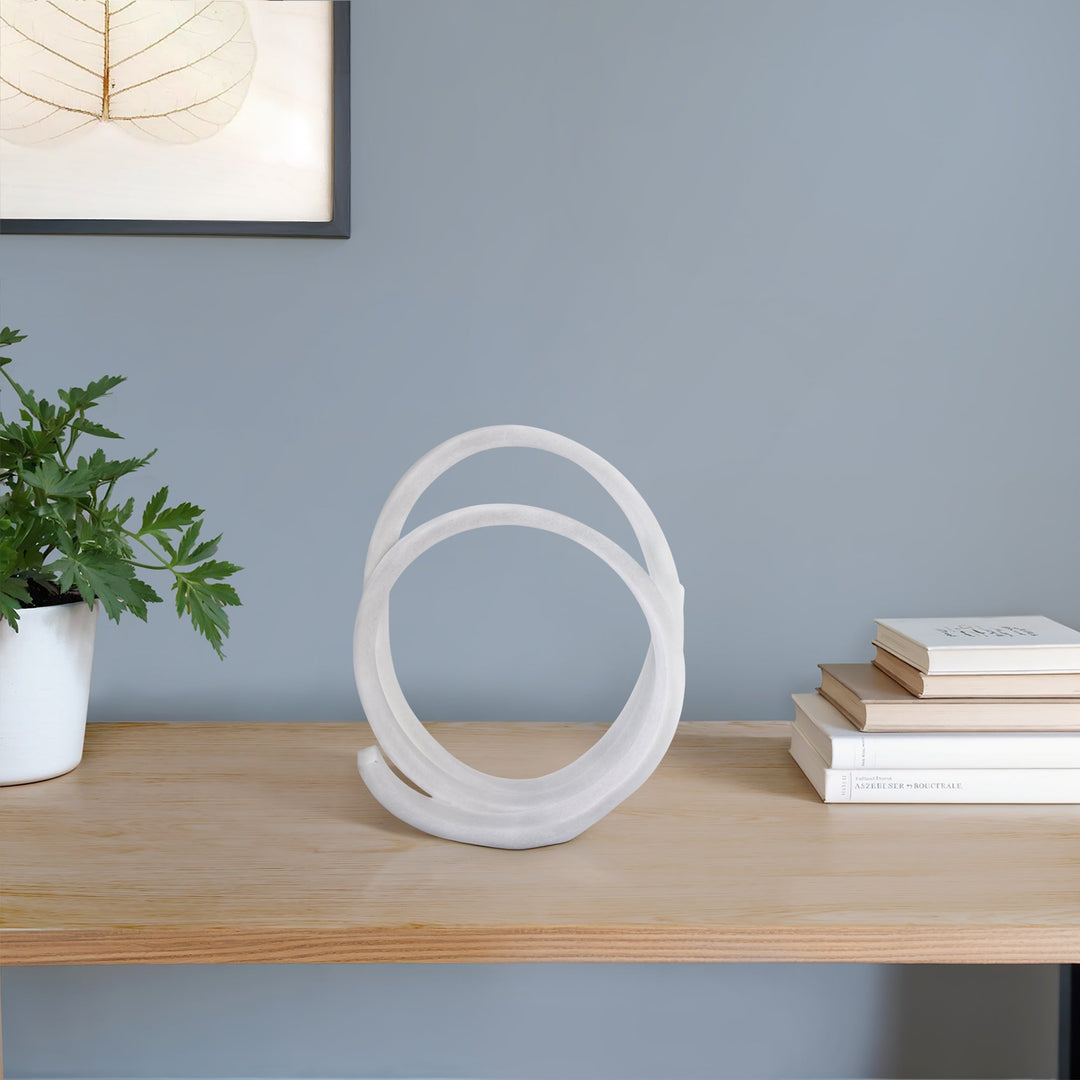 12X10" LOOPY RESIN OBJECT, WHITE