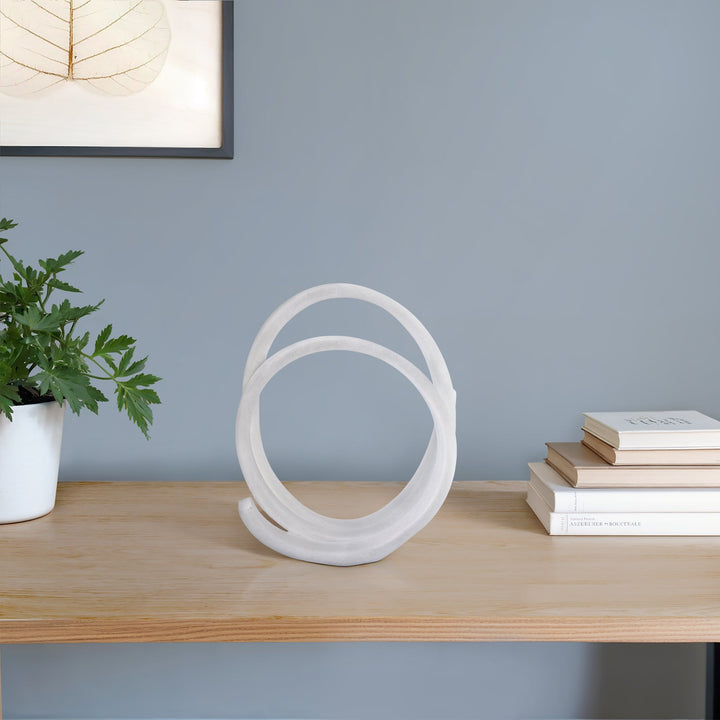 12X10" LOOPY RESIN OBJECT, WHITE