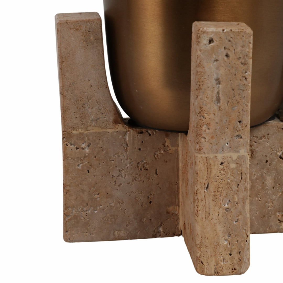 13" Fridley Small Vase With Travertine Base