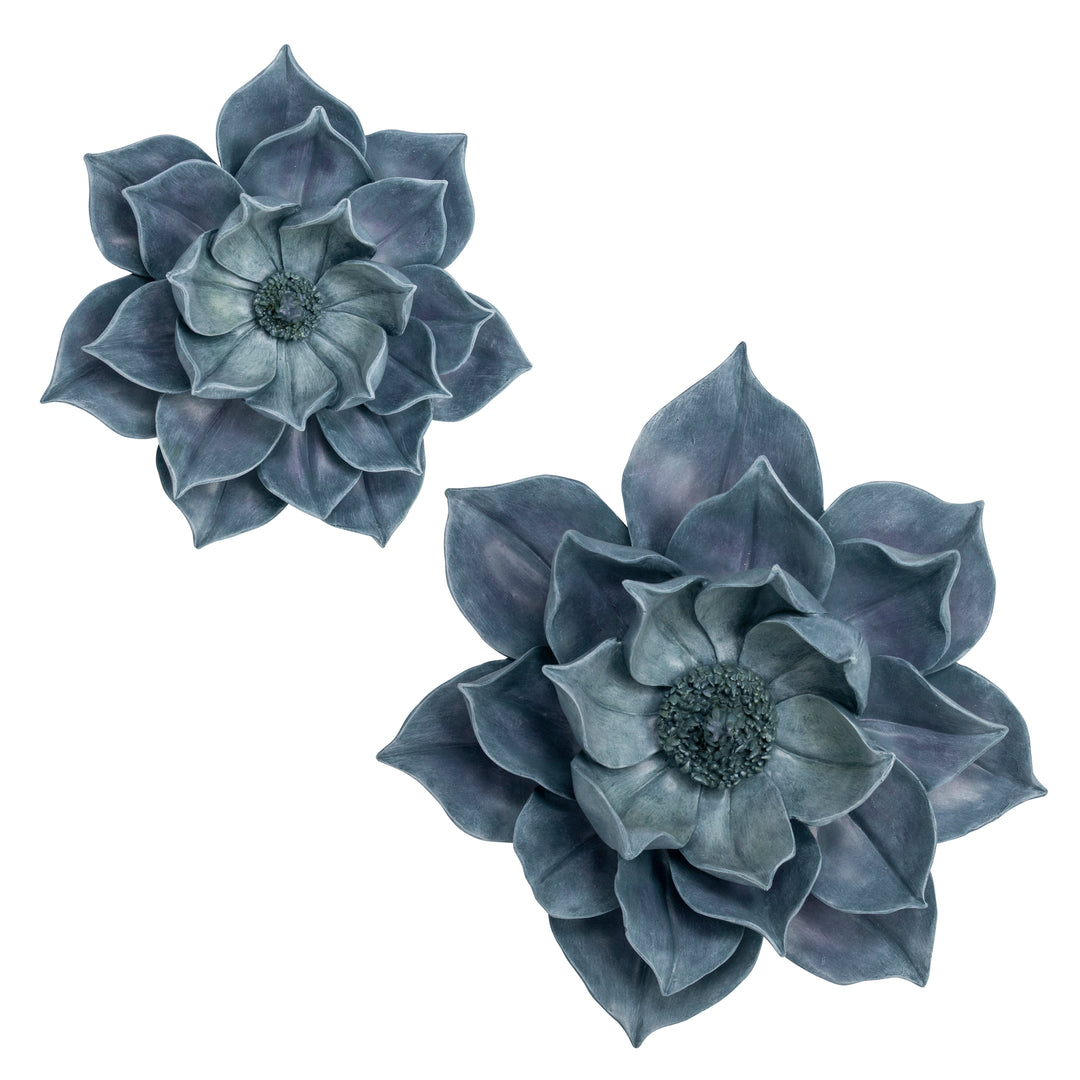 Decorative Resin Lotus Wall Flower, Blue