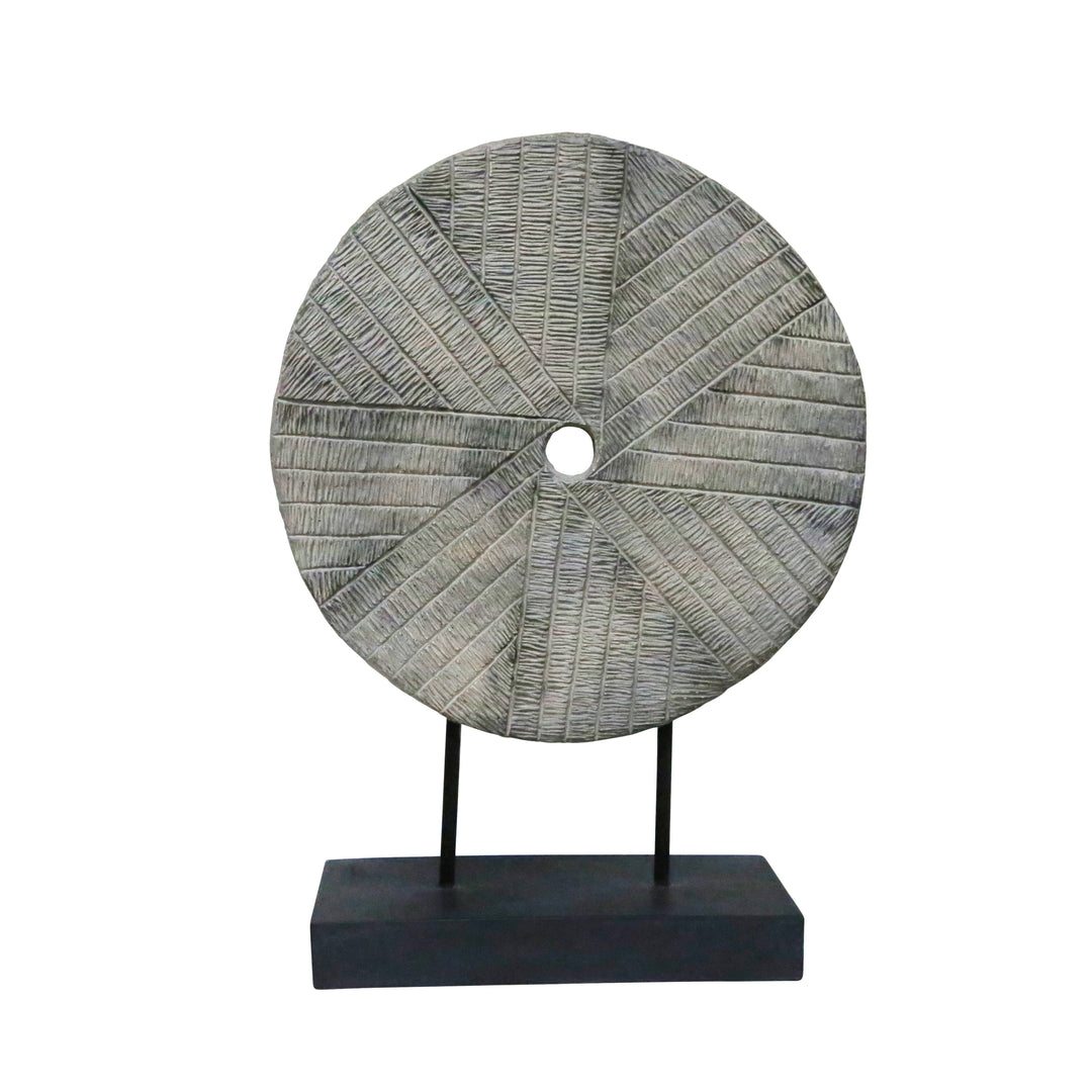 Decorative Resin Mill Stone Decoration, Gray