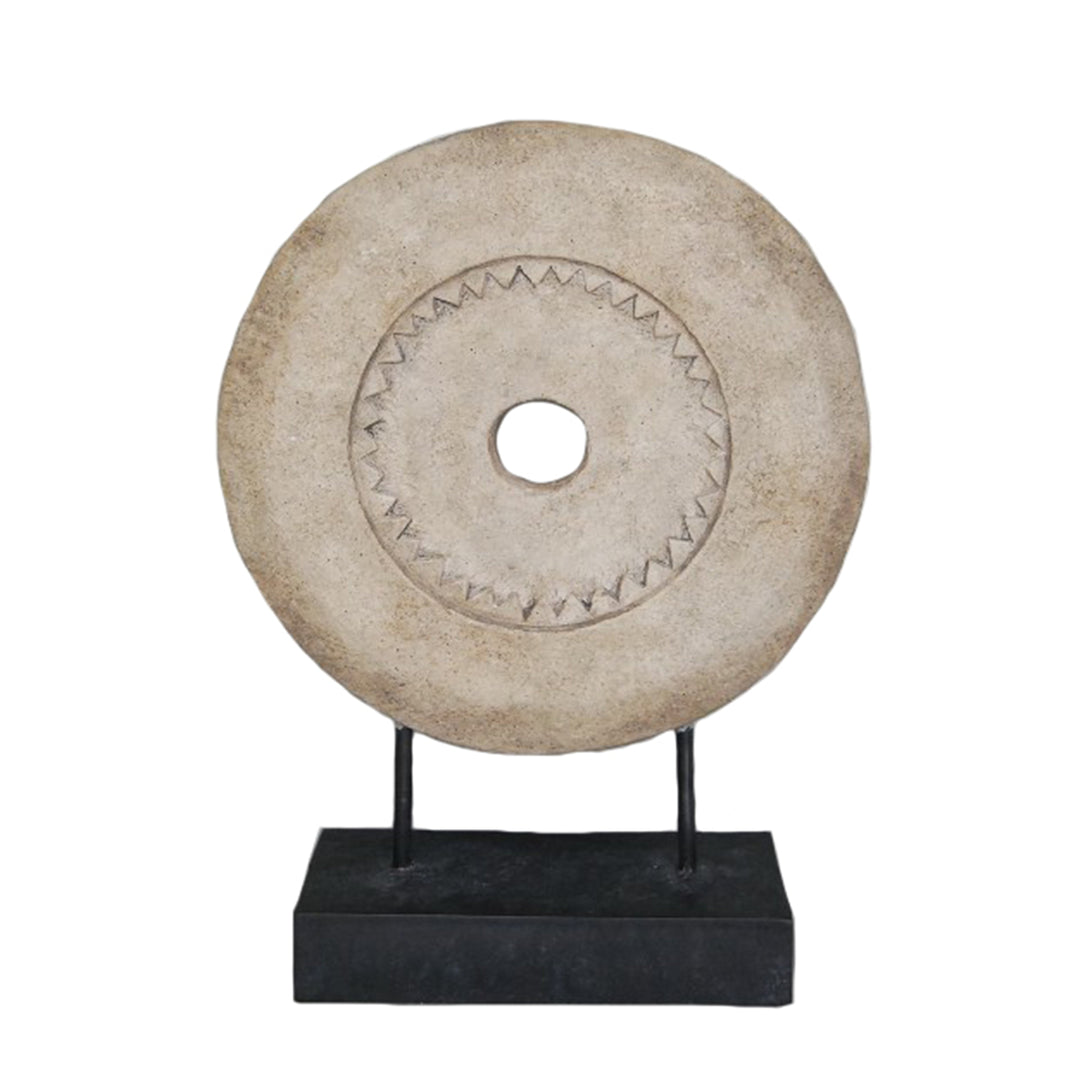 Decorative Resin Mill Stone Decoration, Tan