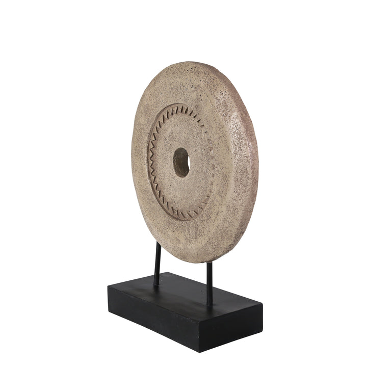 Decorative Resin Mill Stone Decoration, Tan