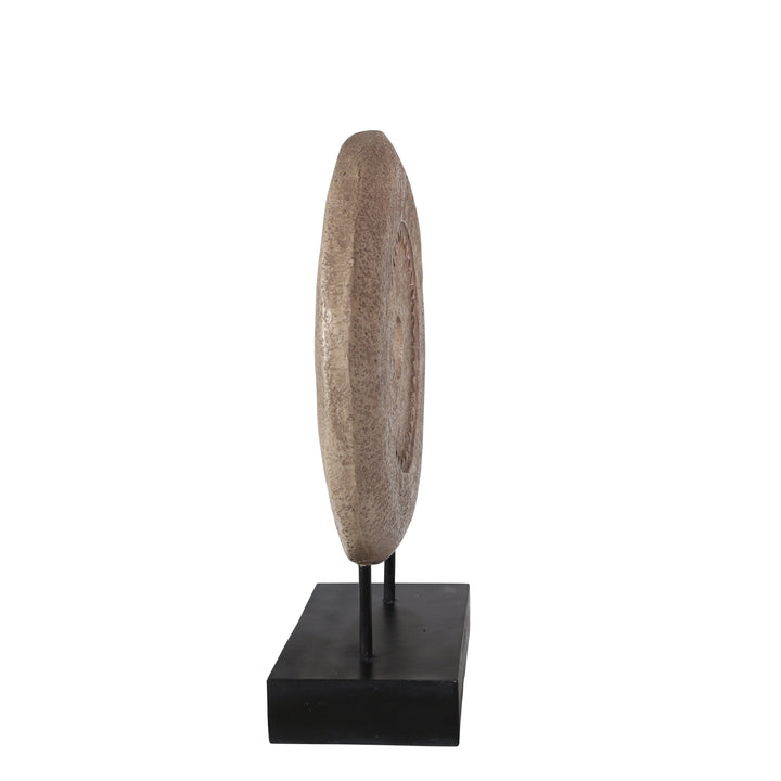 Decorative Resin Mill Stone Decoration, Tan