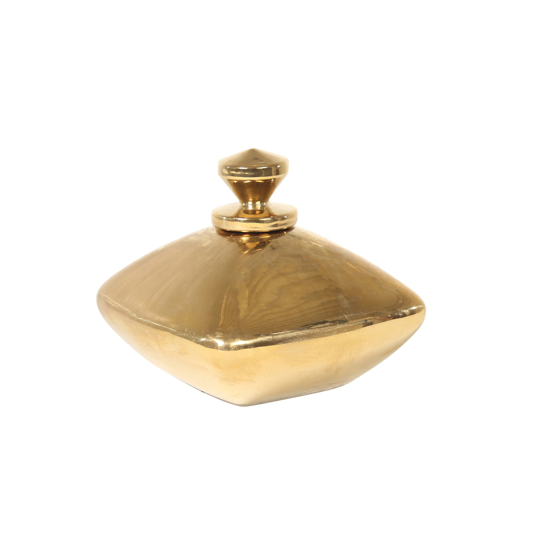 Decorative Ceramic Covered Bottle, Gold