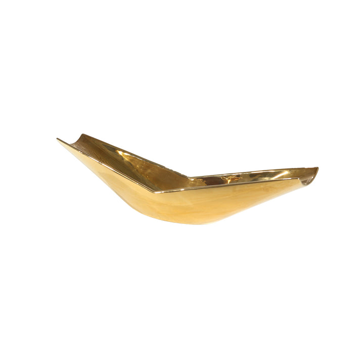 Decorative Ceramic Boat Tray, Gold