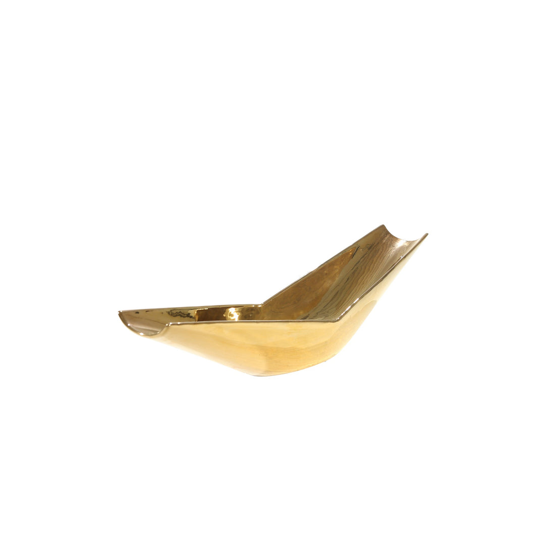 Decorative Ceramic Boat Tray, Gold