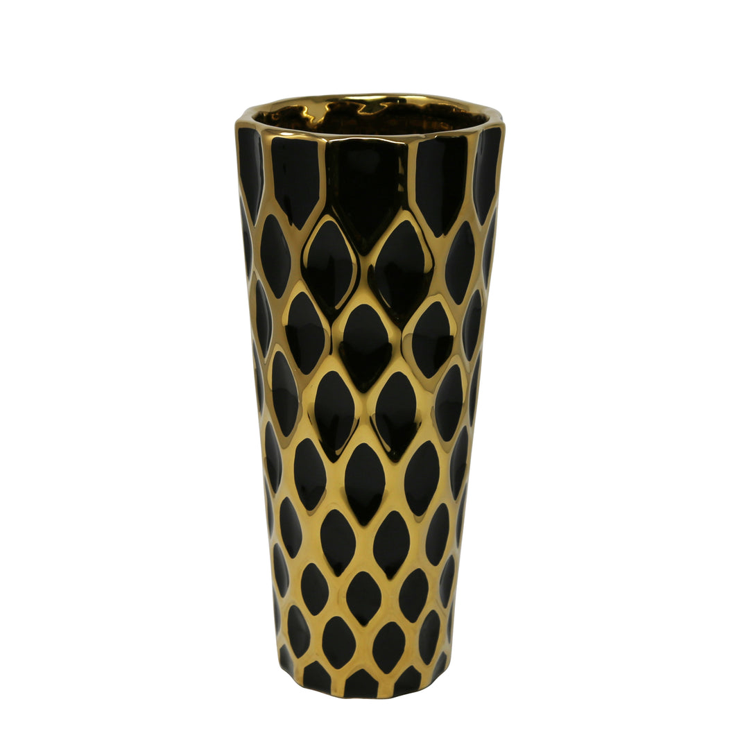 Decorative Ceramic Vase, Gold/Black - BIG