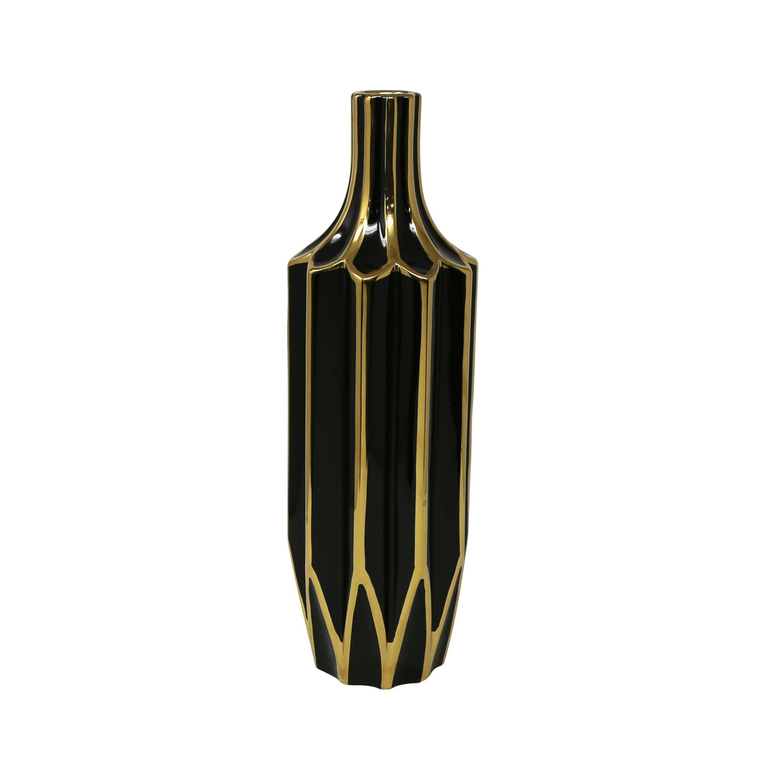 Decorative Ceramic Vase, Gold/Black