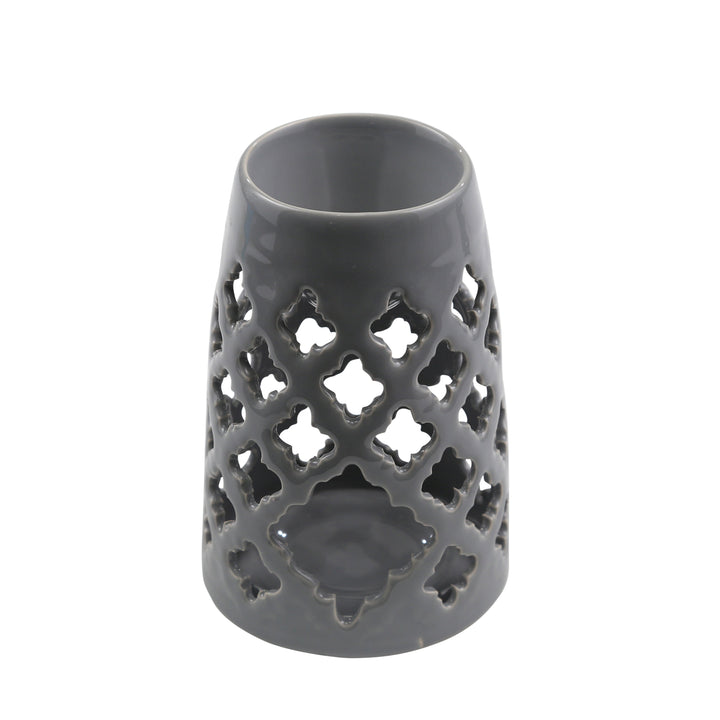 GRAY OIL BURNER CANDLE HOLDER, 6"