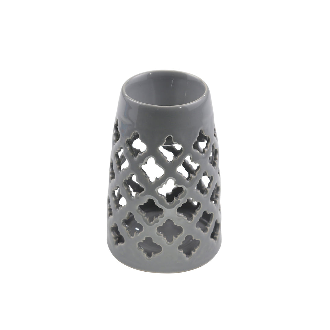 GRAY OIL BURNER CANDLE HOLDER, 6"