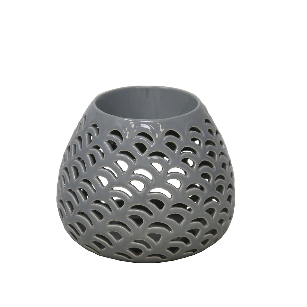 GRAY OIL BURNER CANDLE HOLDER, 4"