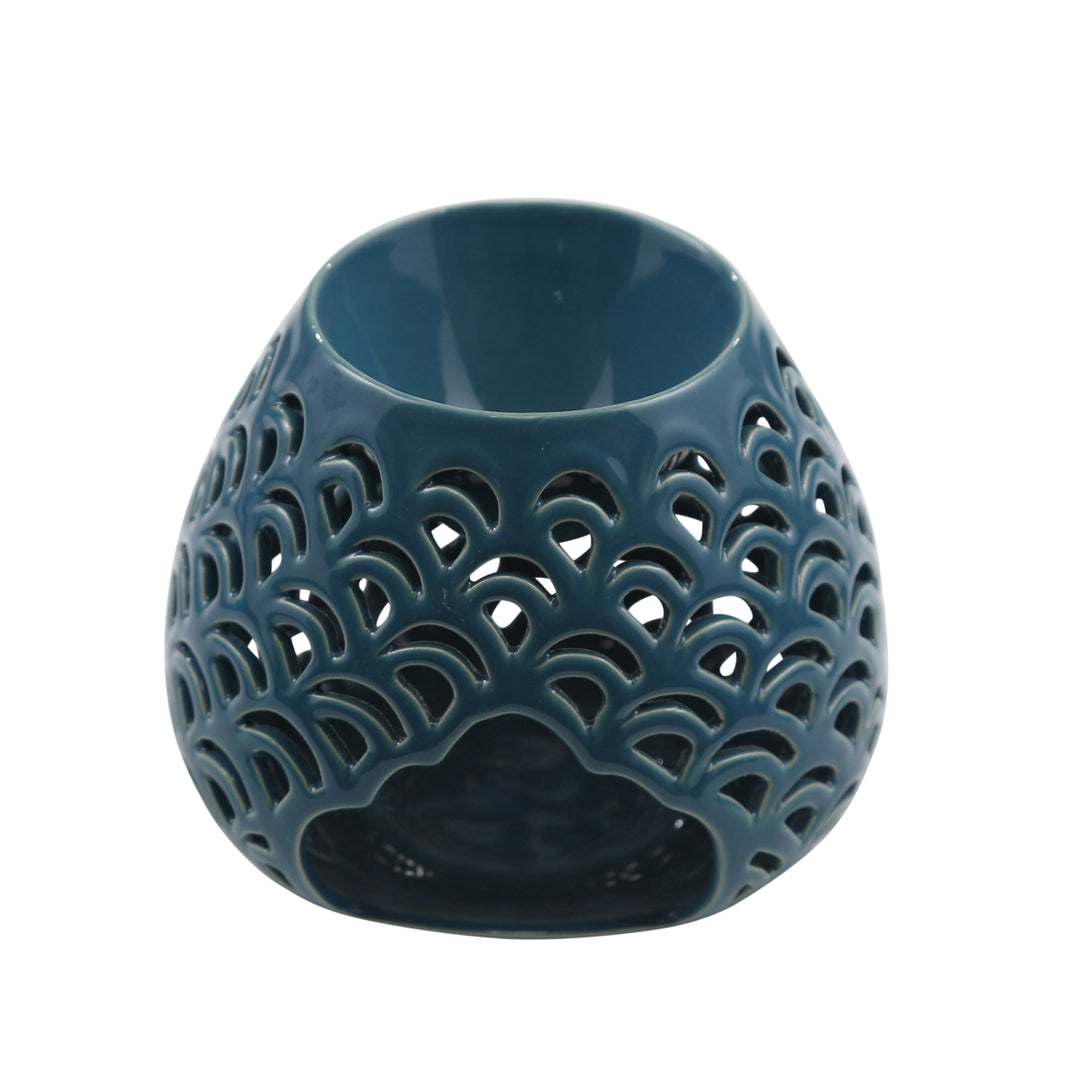 TEAL OIL BURNER CANDLE HOLDER, 4"