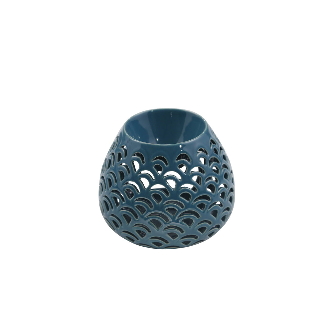 TEAL OIL BURNER CANDLE HOLDER, 4"