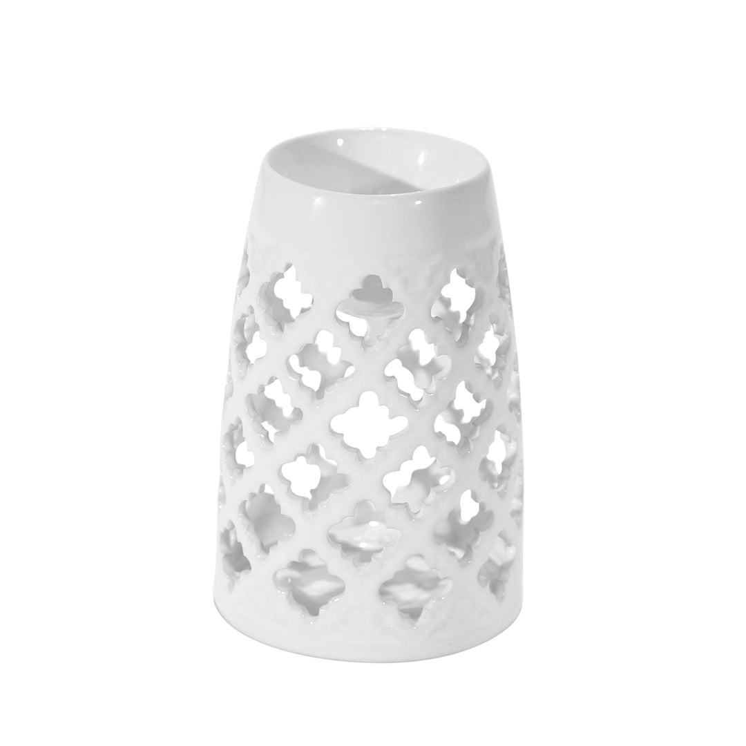 WHITE OIL BURNER CANDLE HOLDER, 6"