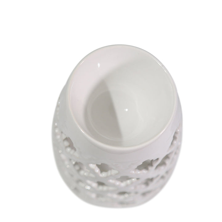 WHITE OIL BURNER CANDLE HOLDER, 6"