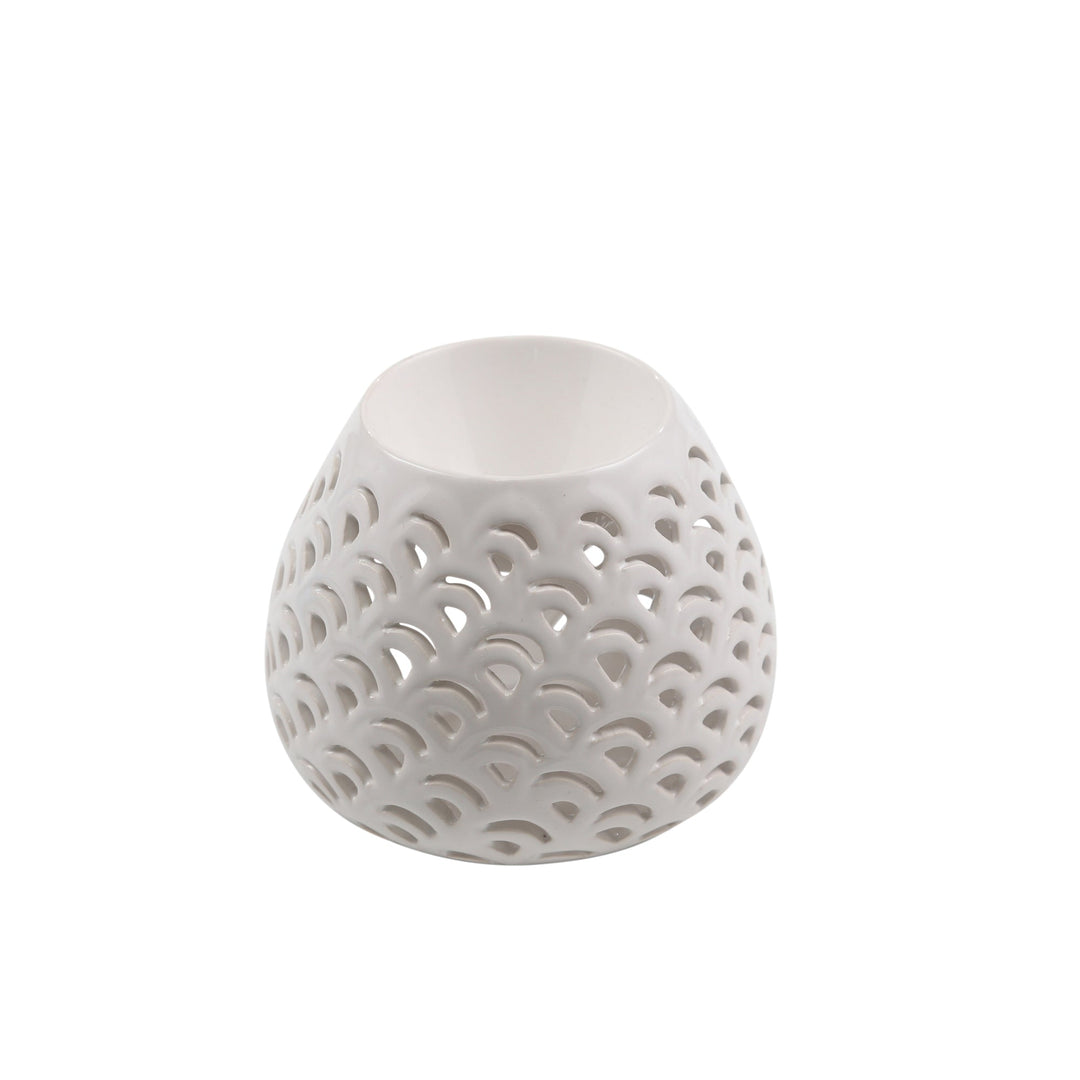 WHITE OIL BURNER CANDLE HOLDER, 4"