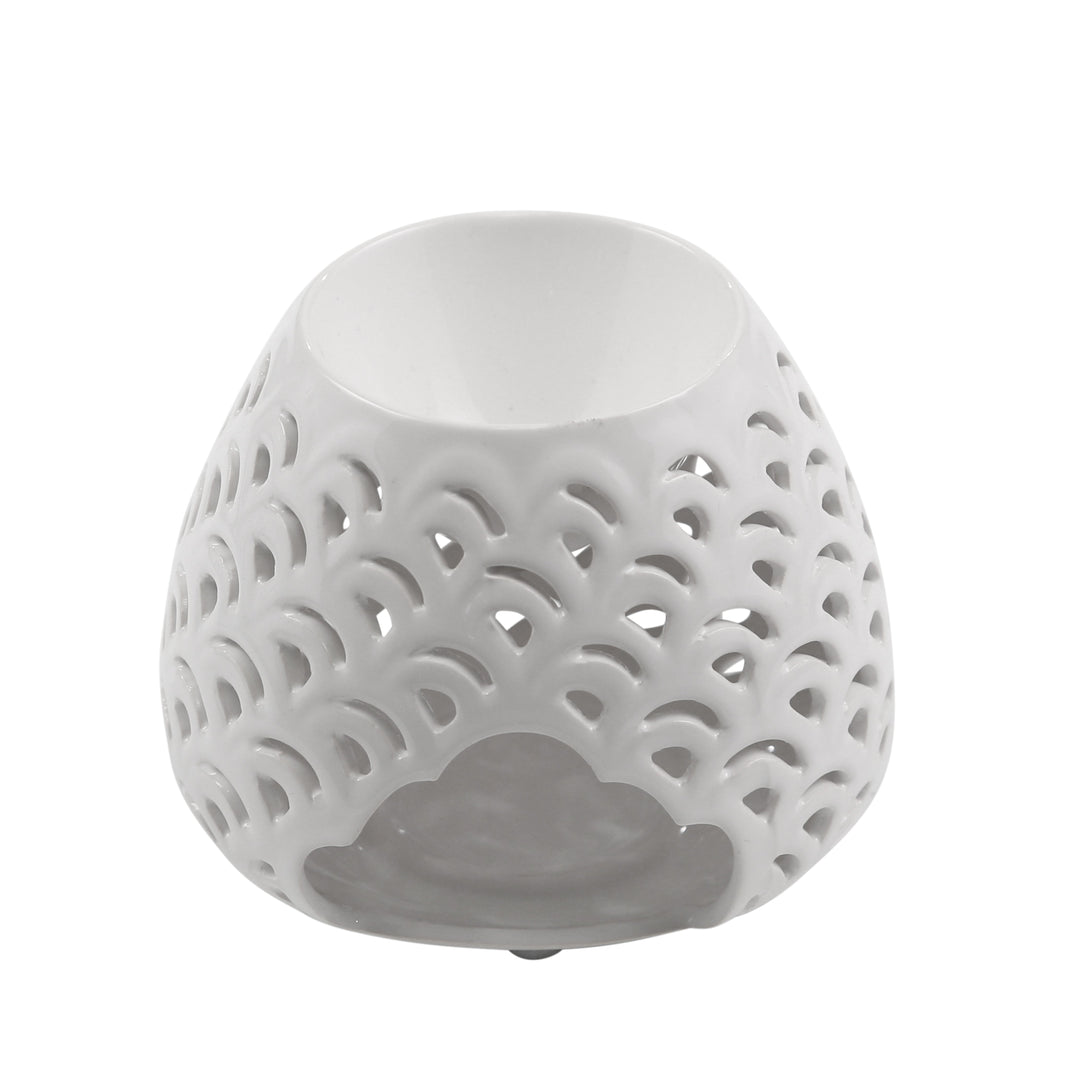 WHITE OIL BURNER CANDLE HOLDER, 4"