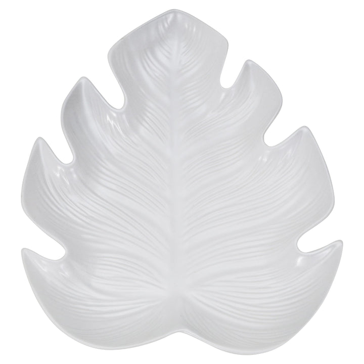 Decorat1Ve Ceramic Leaf Plate, White