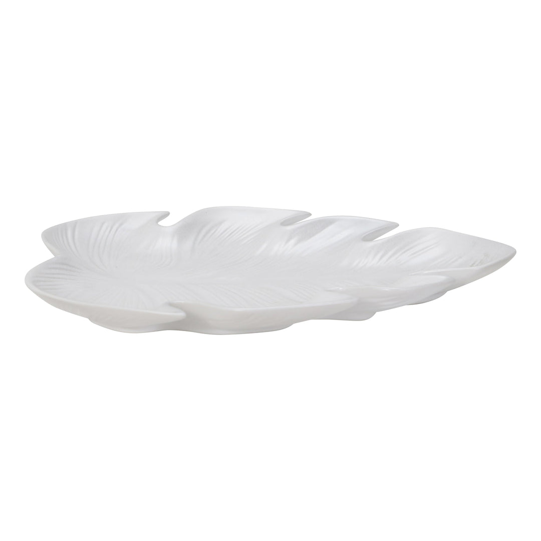 Decorat1Ve Ceramic Leaf Plate, White