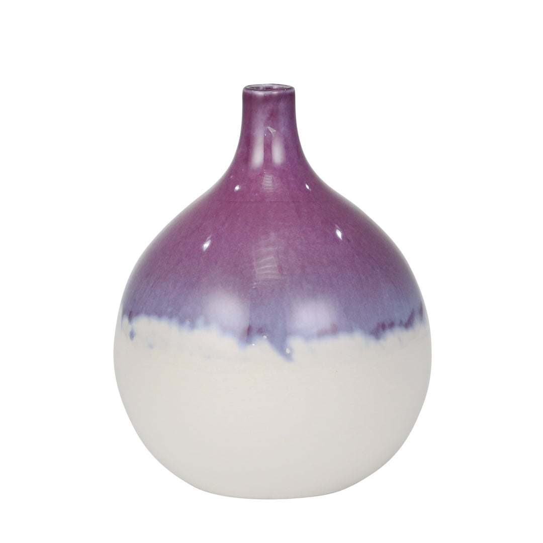 PURPLE/WHITE VASE 7.75"