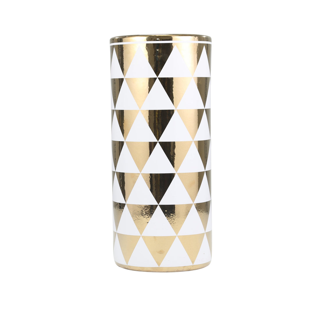 Ceramic Umbrella Stand, White/Gold