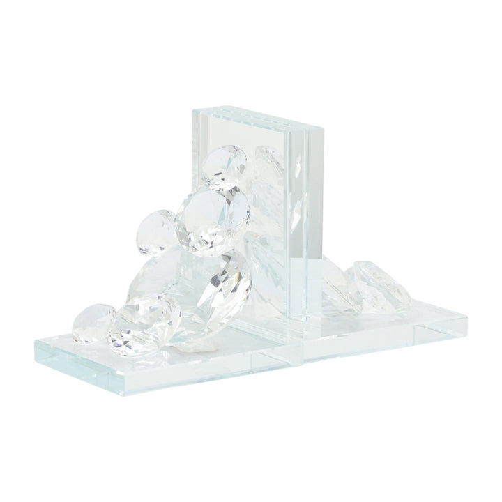 S/2 Crystal Diamond Bookends, Clear