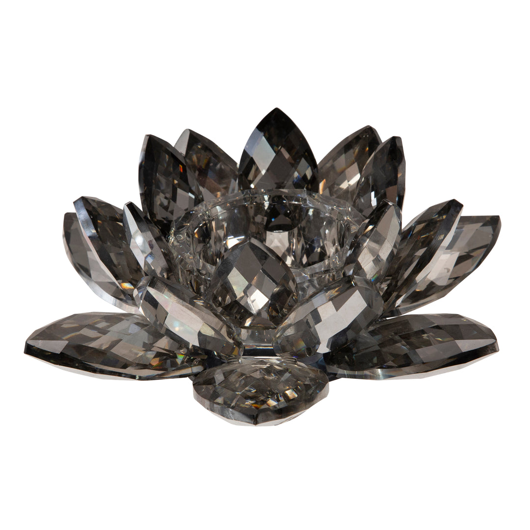 BLACK CRYSTAL LOTUS VOTIVE HOLDER 8.2