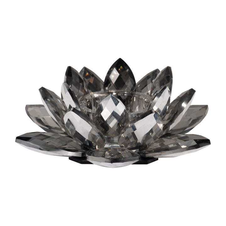 BLACK CRYSTAL LOTUS VOTIVE HOLDER 8.2