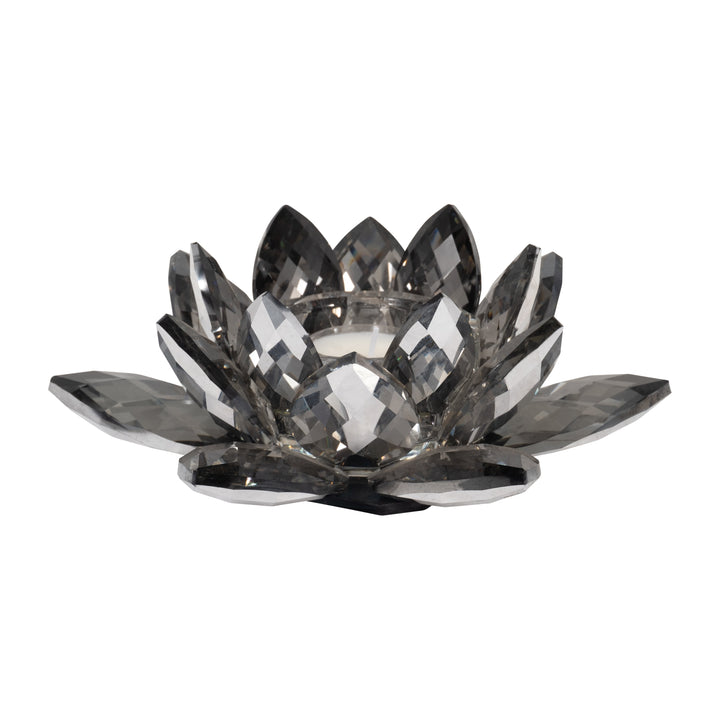 BLACK CRYSTAL LOTUS VOTIVE HOLDER 8.2