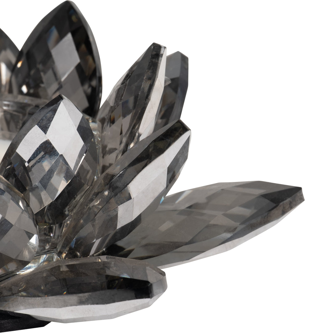 BLACK CRYSTAL LOTUS VOTIVE HOLDER 8.2