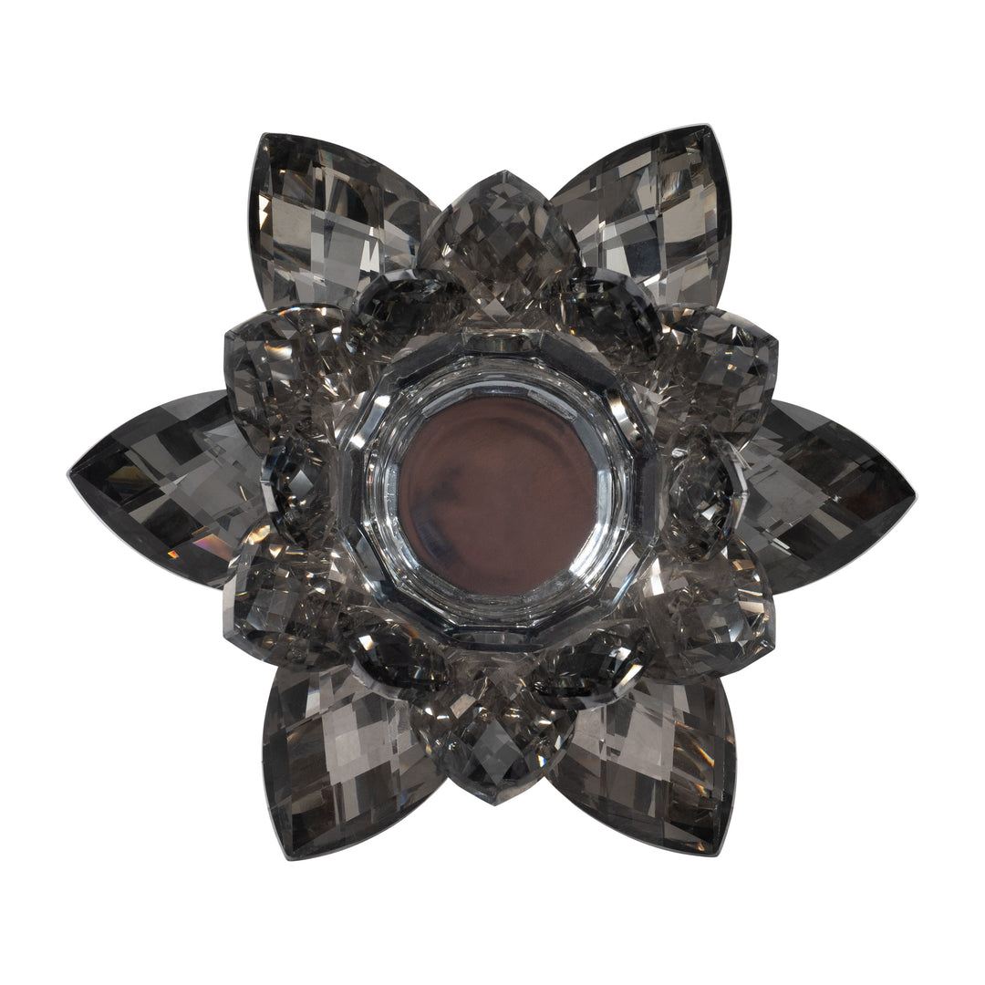 BLACK CRYSTAL LOTUS VOTIVE HOLDER 8.2