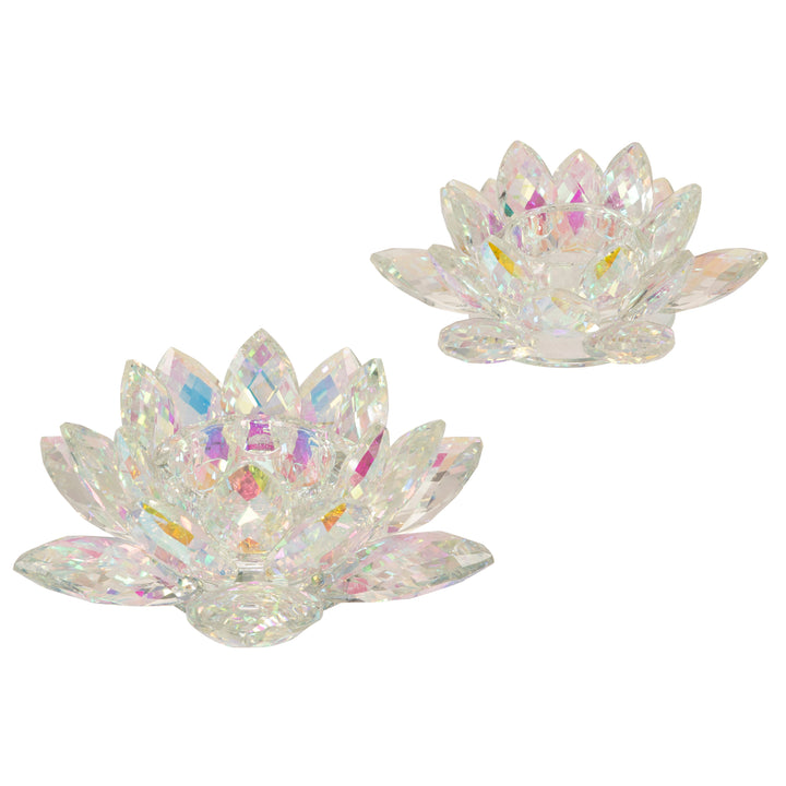 Crystal Lotus Tealight Candle Holder,Rainbow