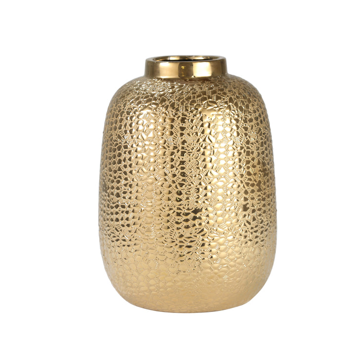 GOLD ALLIGATOR SKIN VASE 12"