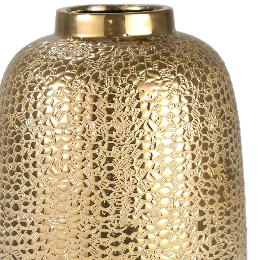 GOLD ALLIGATOR SKIN VASE 12"