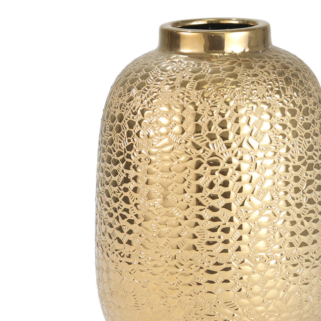 GOLD ALLIGATOR SKIN VASE 9.25"